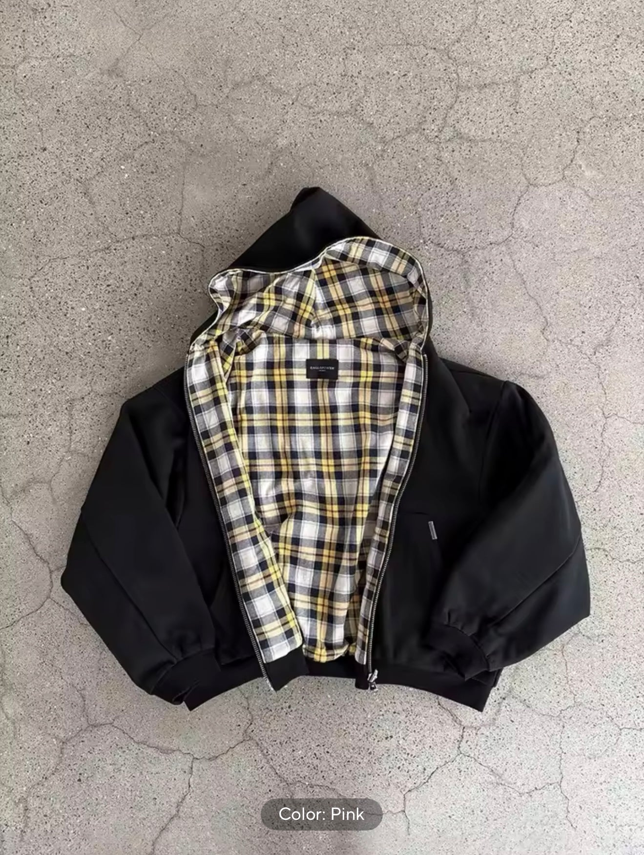 Reversible Plaid Zip Up Jacket