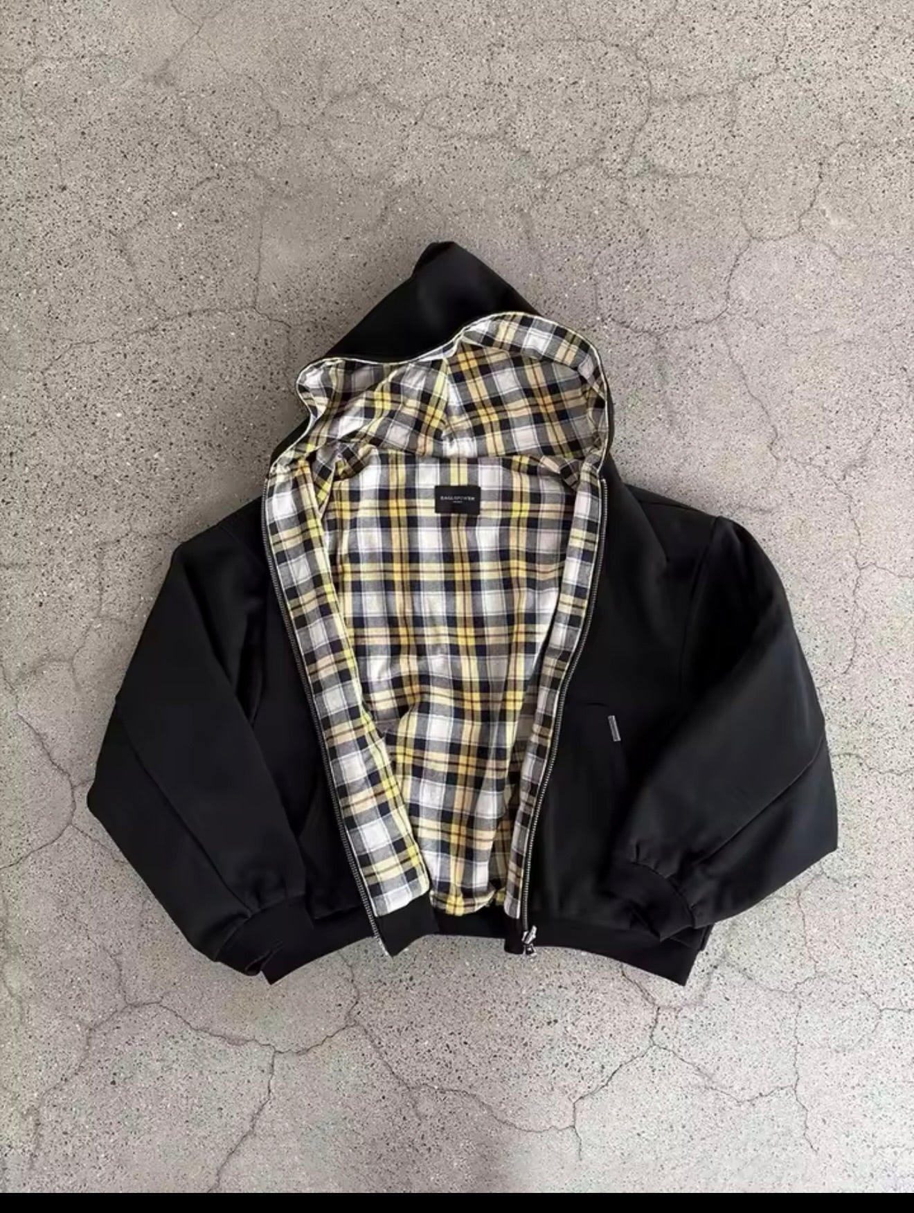 Reversible Plaid Zip Up Jacket