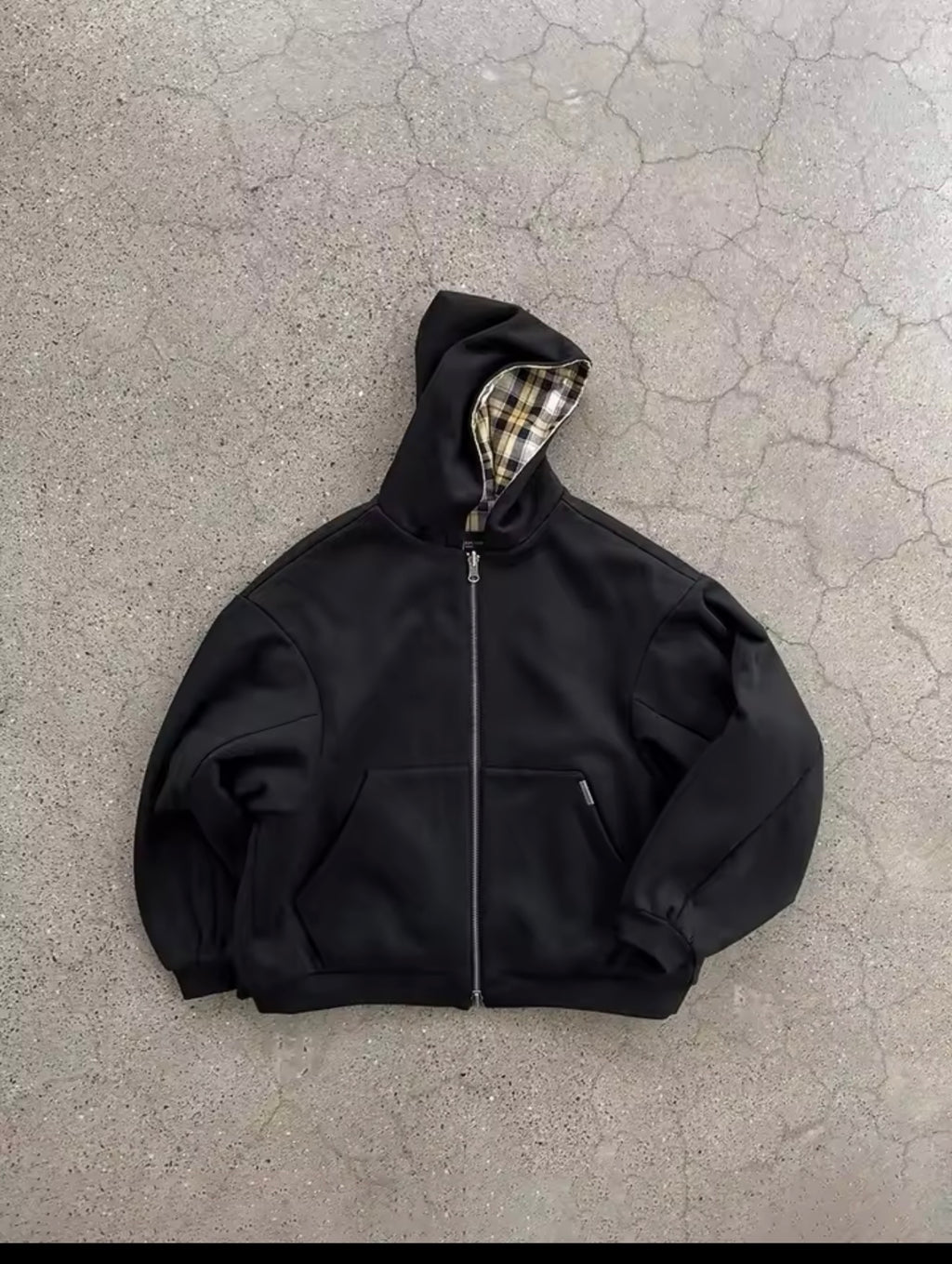 Reversible Plaid Zip Up Jacket