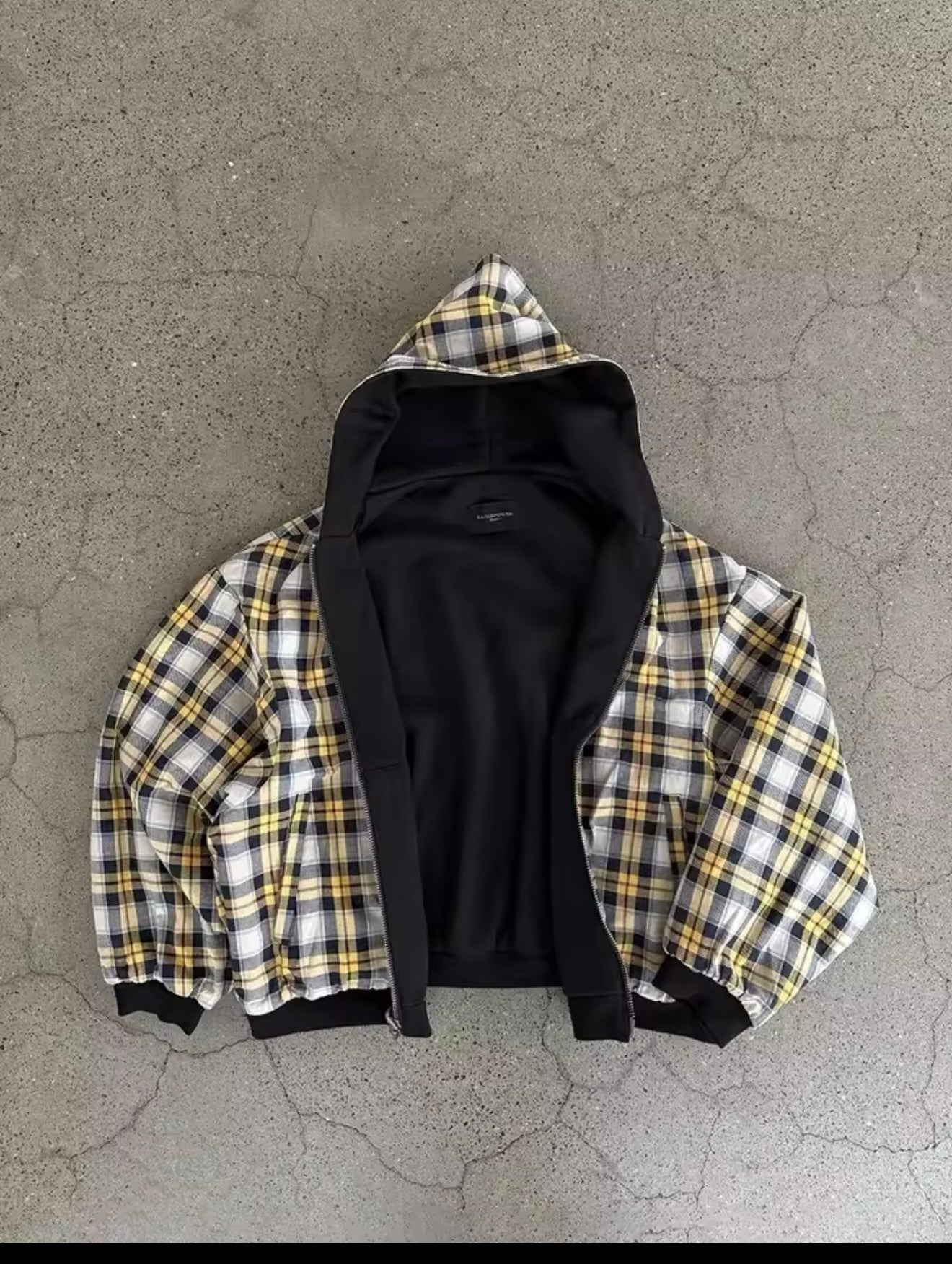 Reversible Plaid Zip Up Jacket