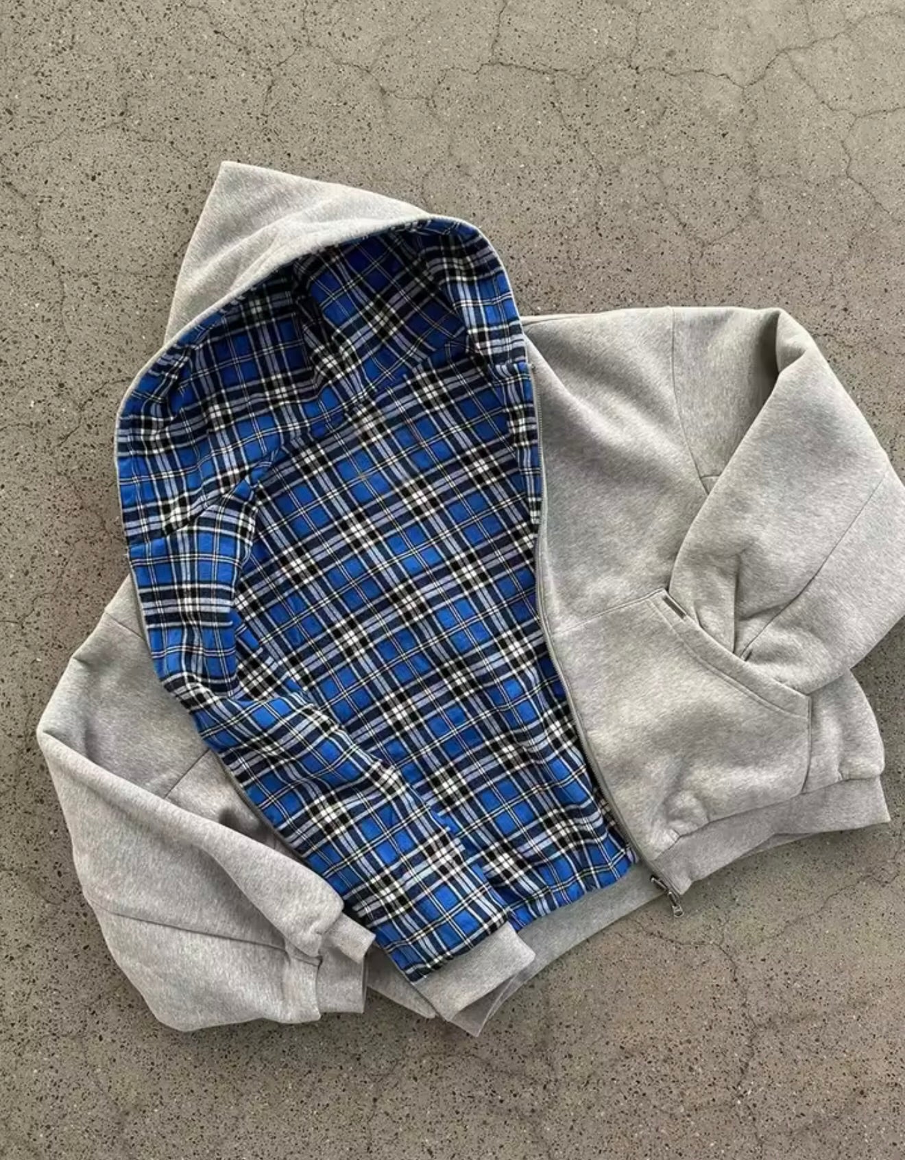 Reversible Plaid Zip Up Jacket