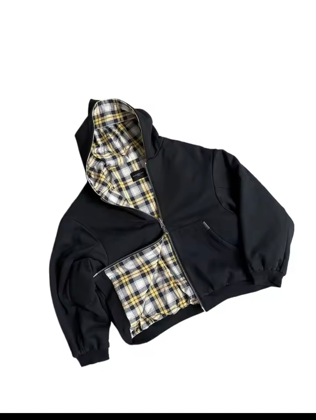 Reversible Plaid Zip Up Jacket